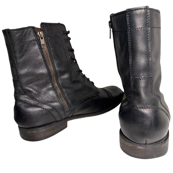 Steve Madden Men’s Trek Boots Black Pigskin Leather Combat Lace Up Zipper Sz 13 - Picture 5 of 16